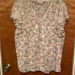 Plus Size Chiffon Floral Blouse